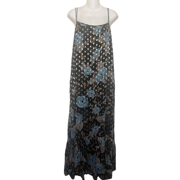 Natural Life Alice Maxi Dress Sleeveless Boho Tassels Black Blue Sz Large NWT - Picture 6 of 14